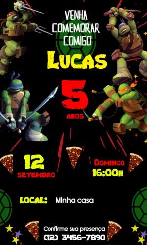 Convite de Aniversário Tartarugas Ninja Editável Online