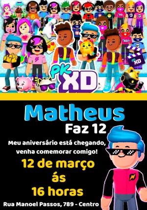 Convite de Aniversário PK XD com Personagens para Editar Online