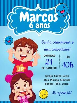 Convite de Aniversário Maria Clara e JP para Editar Online