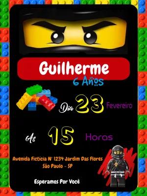 Convite Aniversário Lego Ninjago para Editar Online