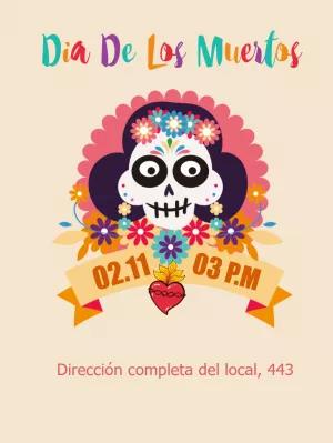 Invitación Día de los Muertos con Calavera para Editar Online