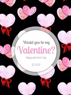 Editable Valentine's Day Card with Heart Balloons to Edit