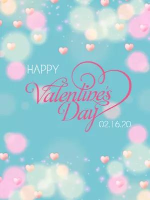 Valentine's Day Card with Bokeh Hearts - Editable Online