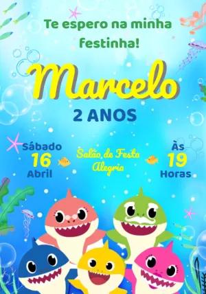 Convite Aniversário Baby Shark Menino para Editar Online