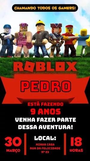 Convite Aniversário Roblox com Personagens para Editar Online