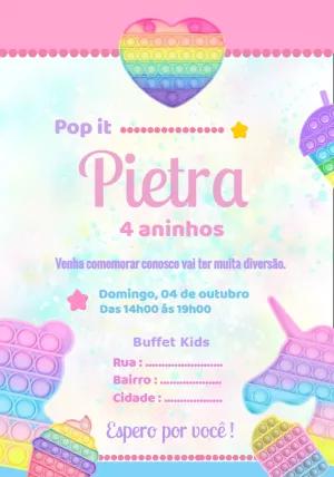 Convite de Aniversário Pop It Candy Colors para Editar Online