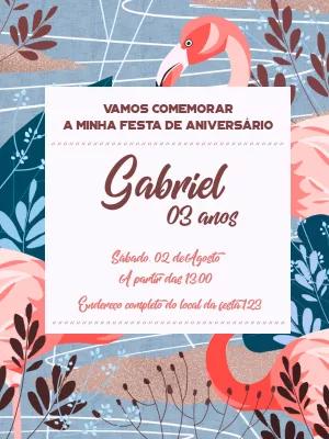 Convite de Aniversário Flamingo Moderno para Editar Online