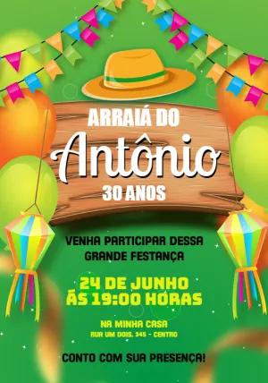 Convite de Aniversário Festa Junina para Editar Online