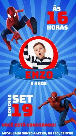 Convite Aniversário Homem Aranha com Foto para Editar Online