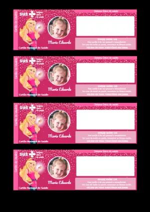 Cartão do SUS da Barbie com Foto para Editar Online