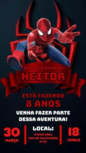 Convite de Aniversário Homem Aranha para Editar Online