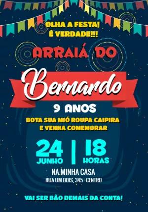 Convite Arraiá de Aniversário Festa Junina para Editar Online