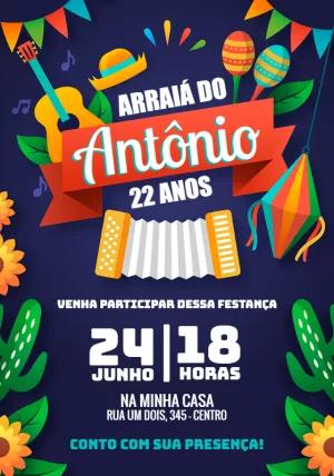 Convite de Aniversário Festa Junina com Sanfona para Editar