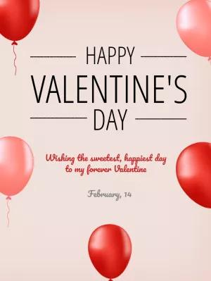 Romantic Valentine's Day Card with Balloons to Edit Online