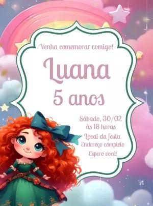Convite Aniversário Princesa Valente Editável Online