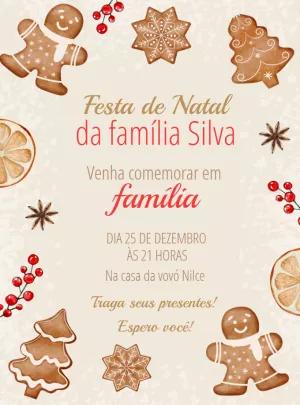 Convite de Natal Gingerbread Editável Online