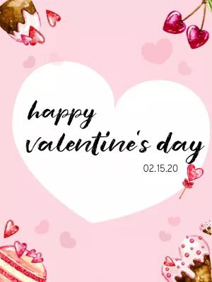 Valentine's Day Post with Sweets & Hearts to Edit Online