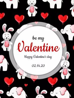 Valentine's Day Card with Cute Animals to Edit Online