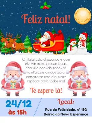 Convite de Natal com Papai Noel e Trenó para Editar Online