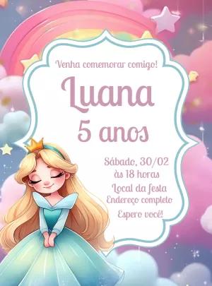 Convite de Aniversário Princesa Encantada Editável Online