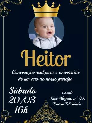 Convite Aniversário Realeza com Foto para Editar Online