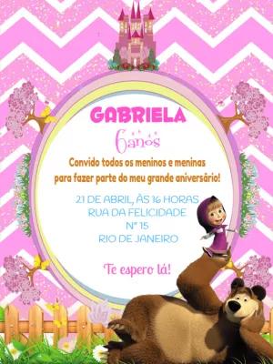 Convite de Aniversário Masha e o Urso para Editar Online