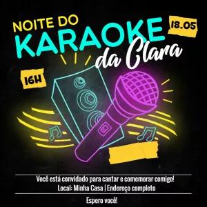 Convite Festa Karaokê Neon para Editar Online e Imprimir