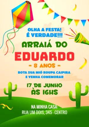 Convite Aniversário Festa Junina Caipira Editável Online