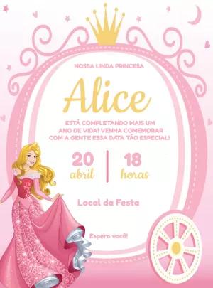 Convite Aniversário Princesa Aurora para Editar Online