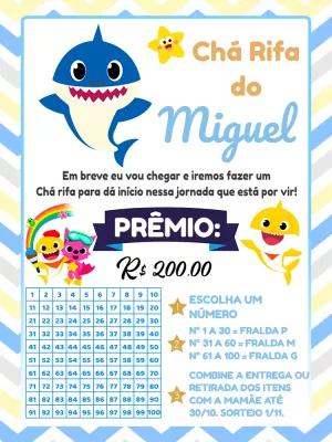 Chá Rifa Baby Shark com Números para Editar Online