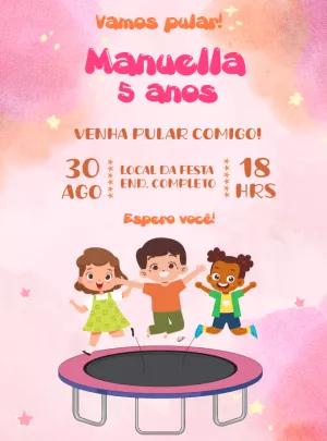Convite de Aniversário Pula Pula para Editar Online