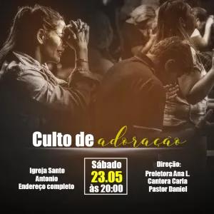 Convite Editável para Culto de Adoração na sua Igreja