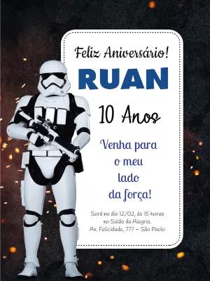 Convite de Aniversário Stormtrooper Star Wars para Editar Online