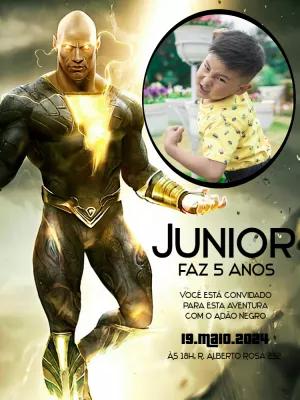 Convite de Aniversário Adão Negro com Foto para Editar Online