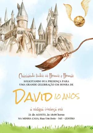 Convite de Aniversário Harry Potter para Editar Online
