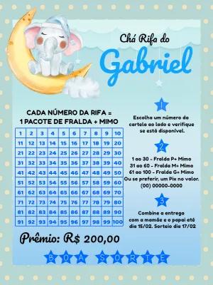 Chá Rifa Elefantinho Azul para Editar Online e Enviar