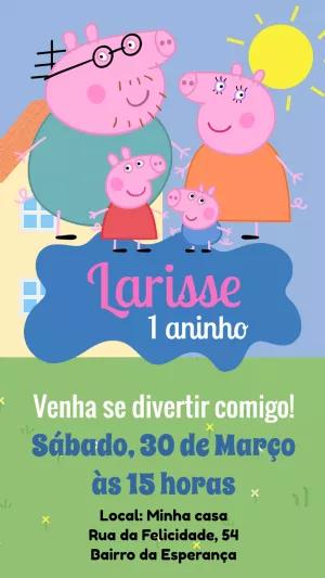 Convite de Aniversário Peppa Pig Editável Online