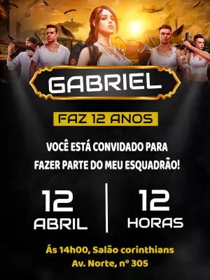 Convite Aniversário Free Fire com Personagens para Editar Online
