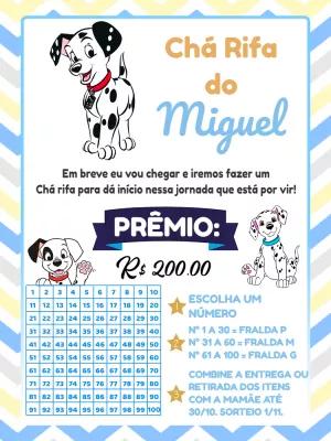 Convite Chá Rifa 101 Dálmatas para Editar e Imprimir