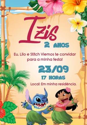 Convite de Aniversário Lilo e Stitch para Editar Online