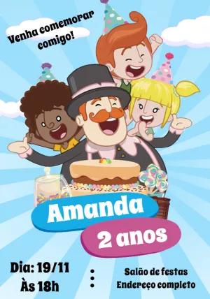 Convite de Aniversário Mundo Bita com Personagens para Editar