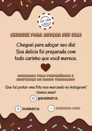 Cartão de Agradecimento Doceria Chocolate Editável Online