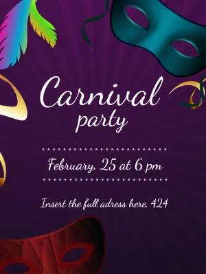 Editable Carnival Party Invitation with Masks to Create Online