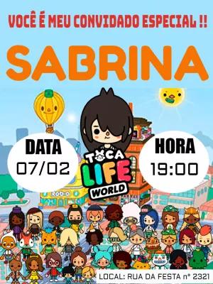 Convite de Aniversário Toca Life World com Personagens para Editar