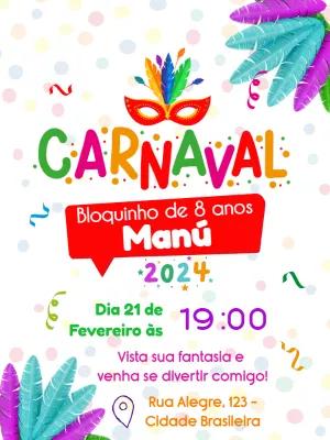 Convite de Aniversário Bloquinho de Carnaval para Editar