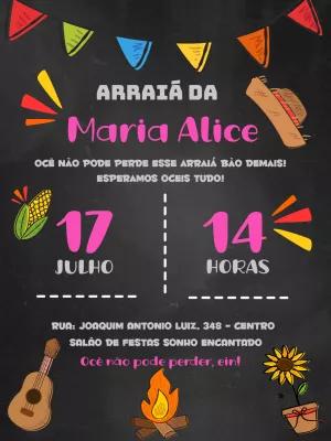 Convite Aniversário Festa Julina Arraiá Editável Online