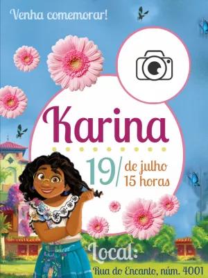 Convite de Aniversário Encanto com Foto para Editar Online