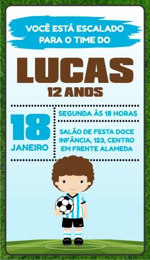 Convite de Aniversário Futebol Time Editável para Imprimir