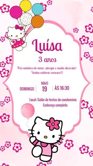Convite de Aniversário Hello Kitty para Editar Online