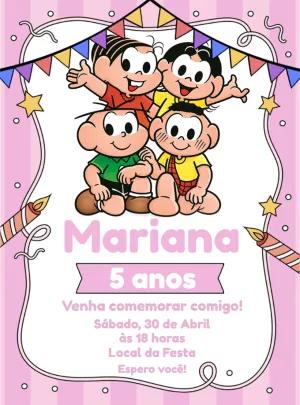 Convite de Aniversário Turma da Mônica para Editar Online